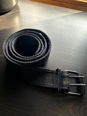 Hot Topic Black Woven Web Belt with Metal Buckle